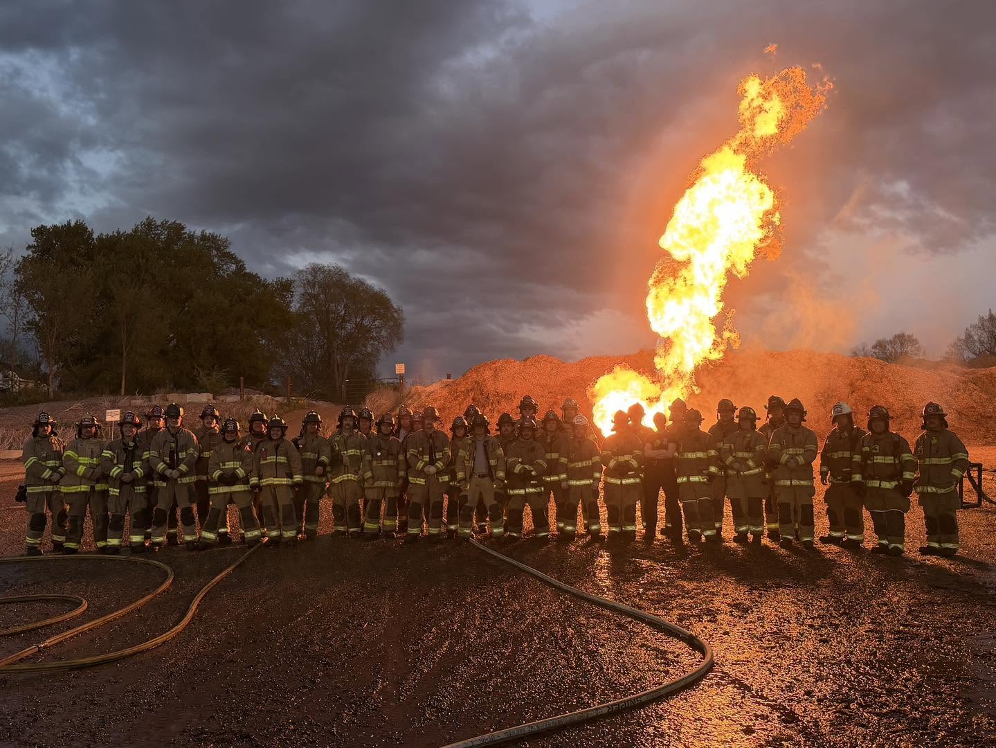 Baraboo Area Fire and EMS District firefighters gathered during live-fire training.